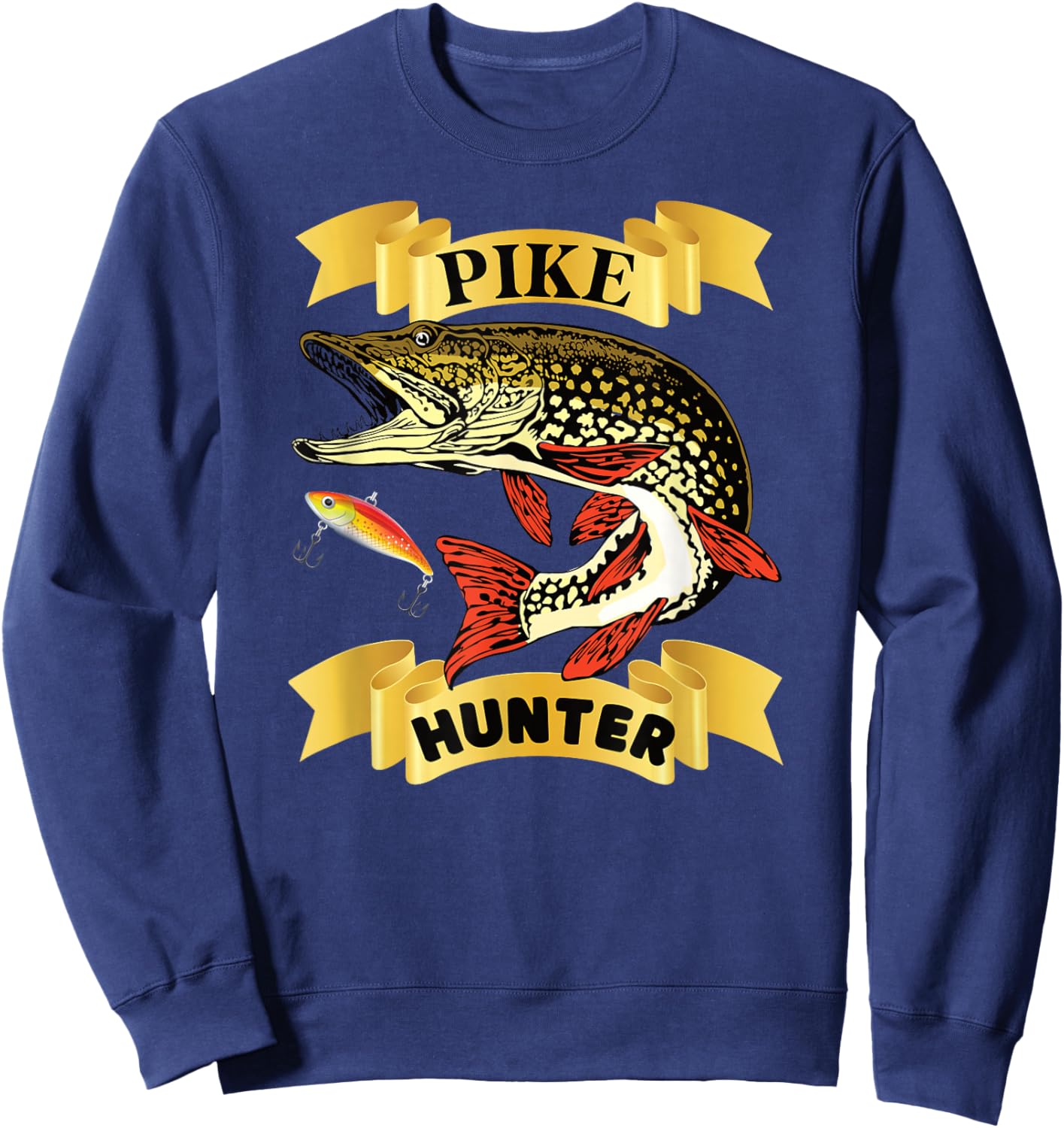 Pike Hunter Predator Fisherman Fishing Lovers Predatory Sweatshirt - Sweatshirt | Navy