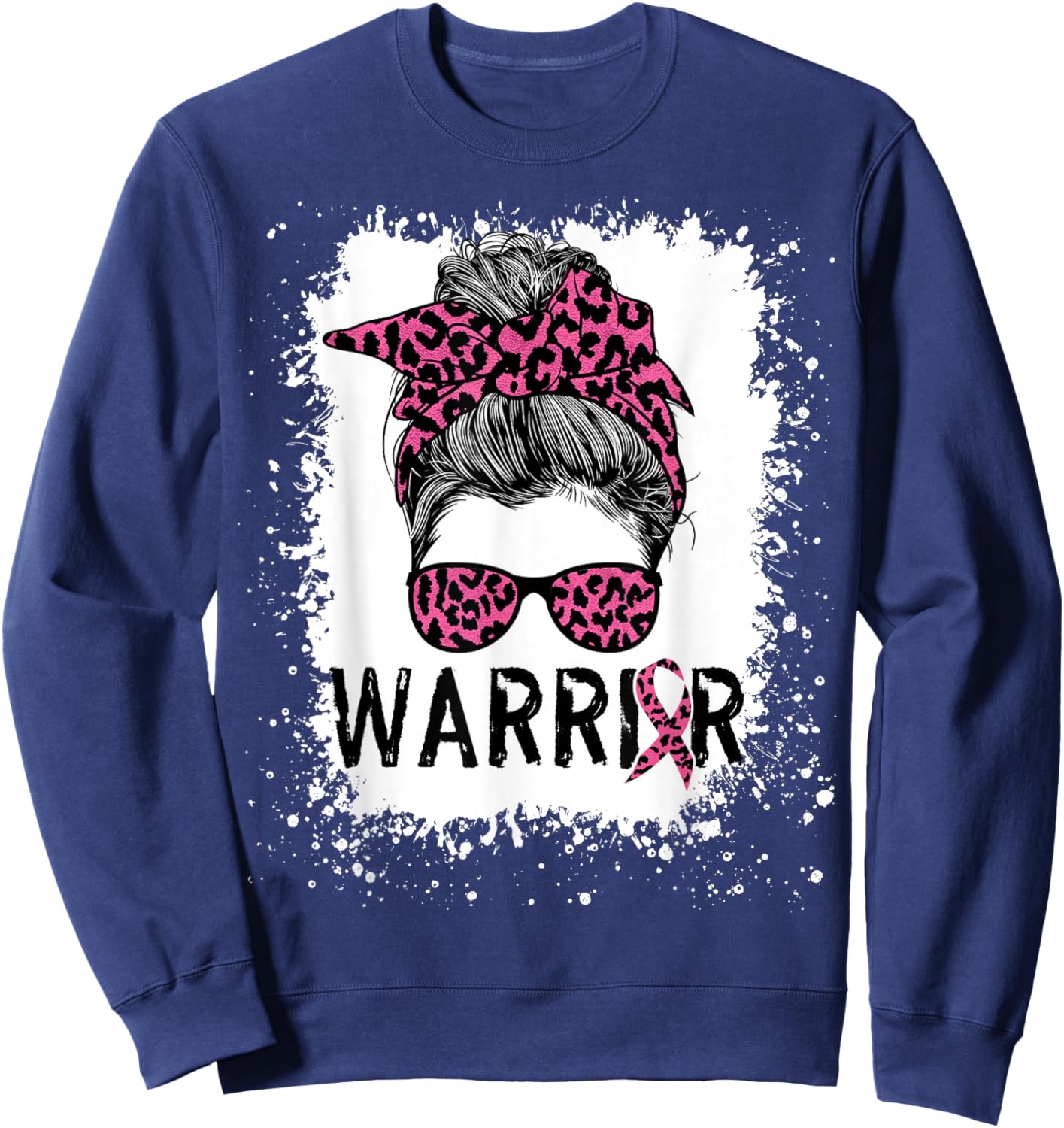 Warrior Breast Cancer Shirts Awareness Support Pink Ribbon Sweatshirt - Sweatshirt | Navy