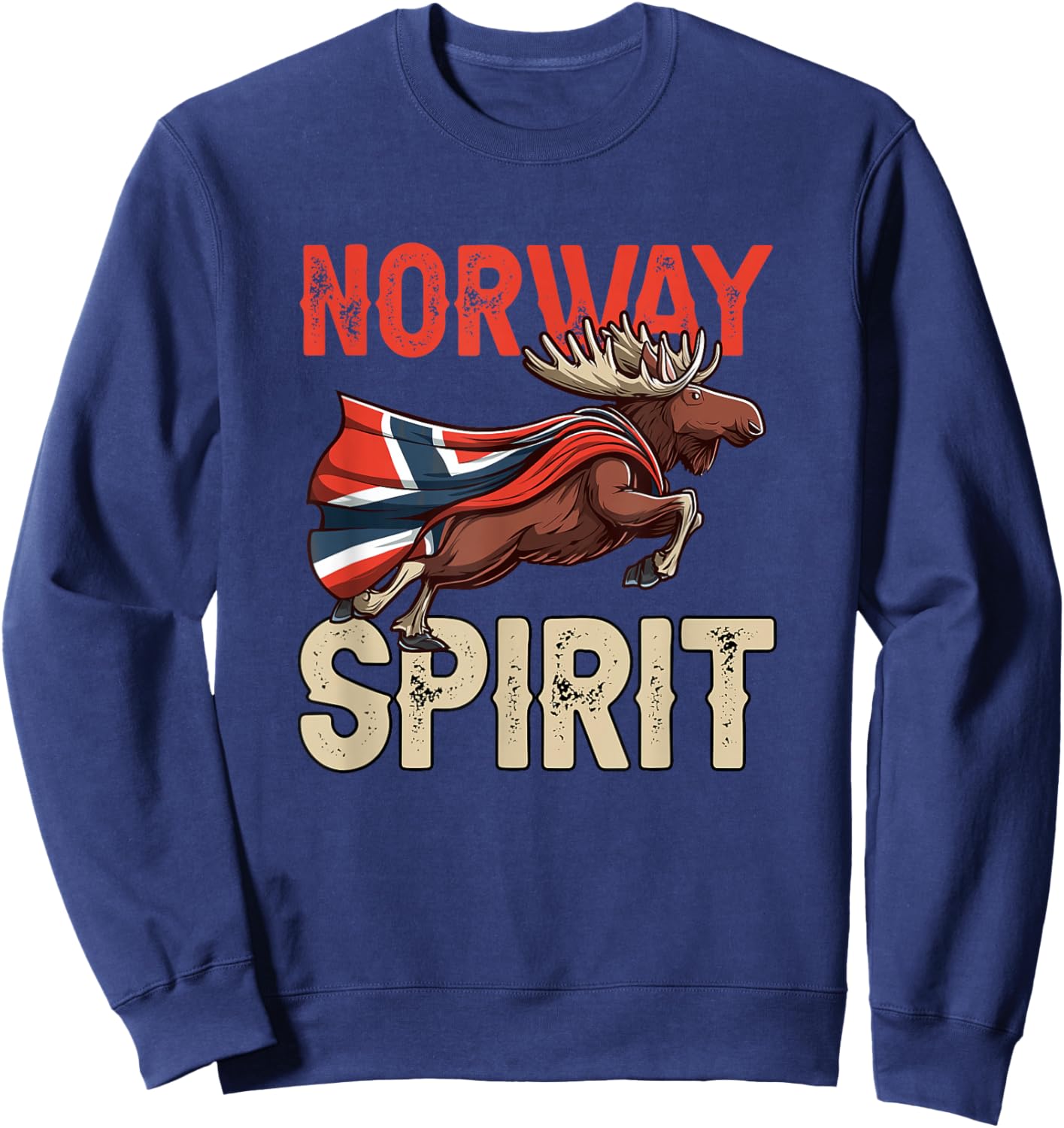 Cool Norway Spirit with Norwegian Moose Costume Sweatshirt - Sweatshirt | Navy