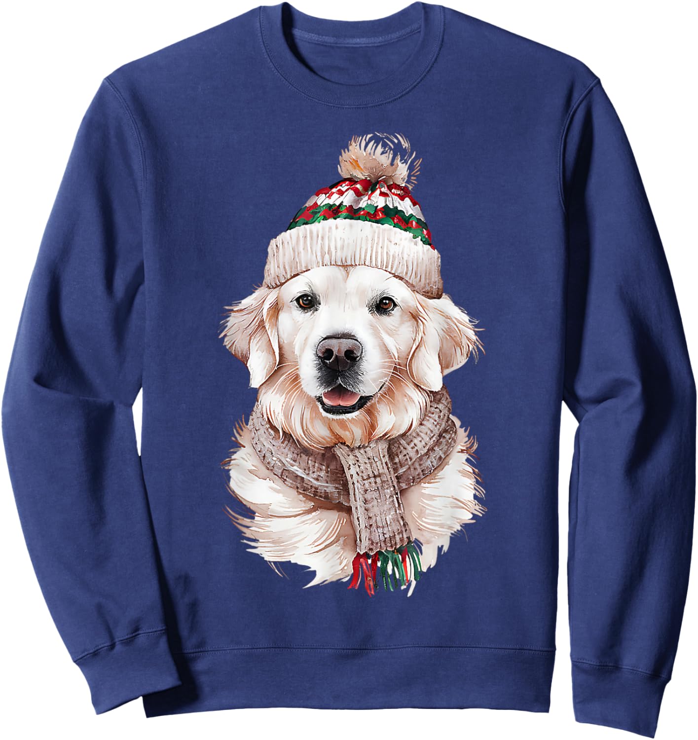 White English Cream Golden Retriever Mom Dog Puppy Christmas Women Sweatshirt - Sweatshirt | Navy