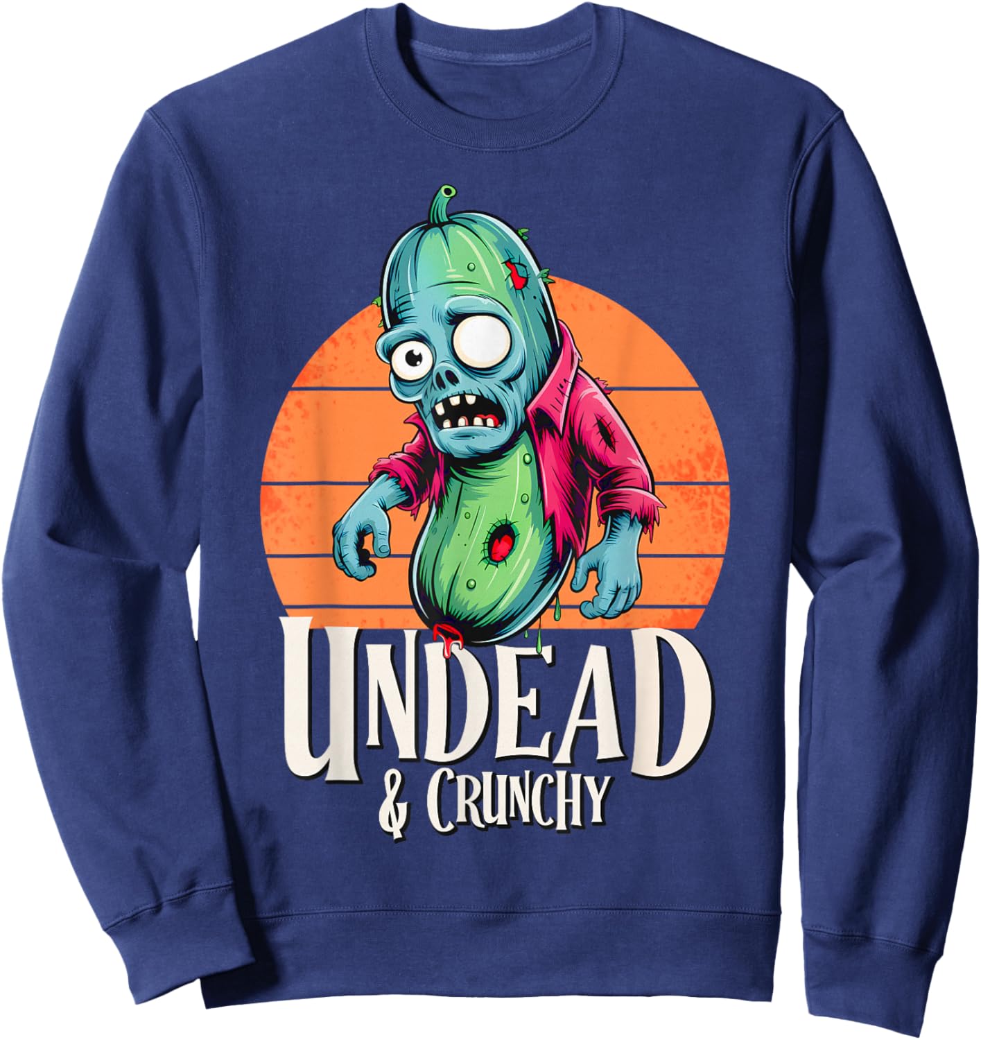 Undead & Crunchy – Funny Zombie Cucumber Halloween Sweatshirt - Sweatshirt | Navy