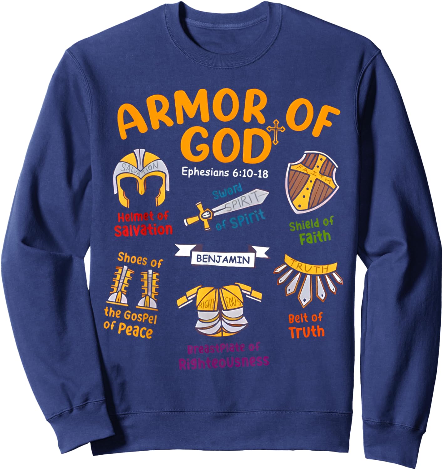 Armor of God Kids Christian Toddler Jesus Shield Ephesians Sweatshirt - Sweatshirt | Navy