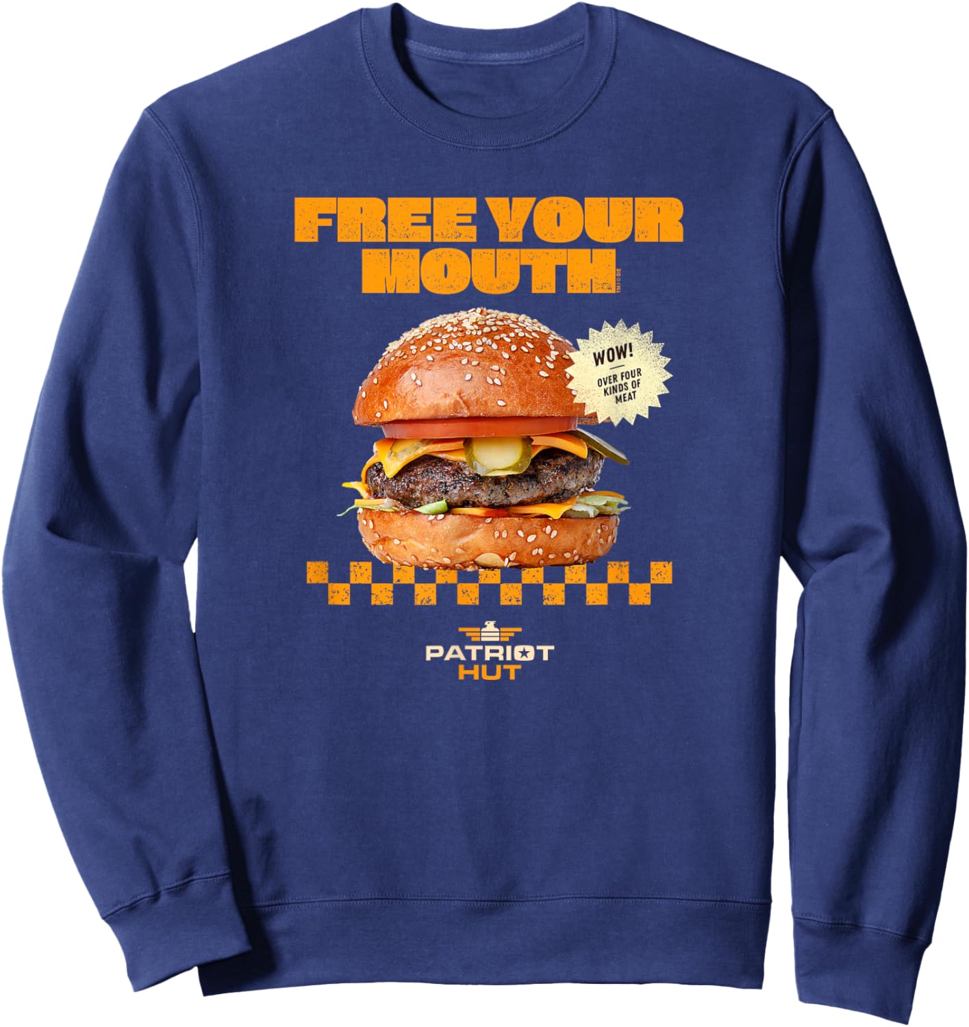 Helldivers 2 Patriot Hut Burger Free Your Mouth Video Game Sweatshirt - Sweatshirt | Navy