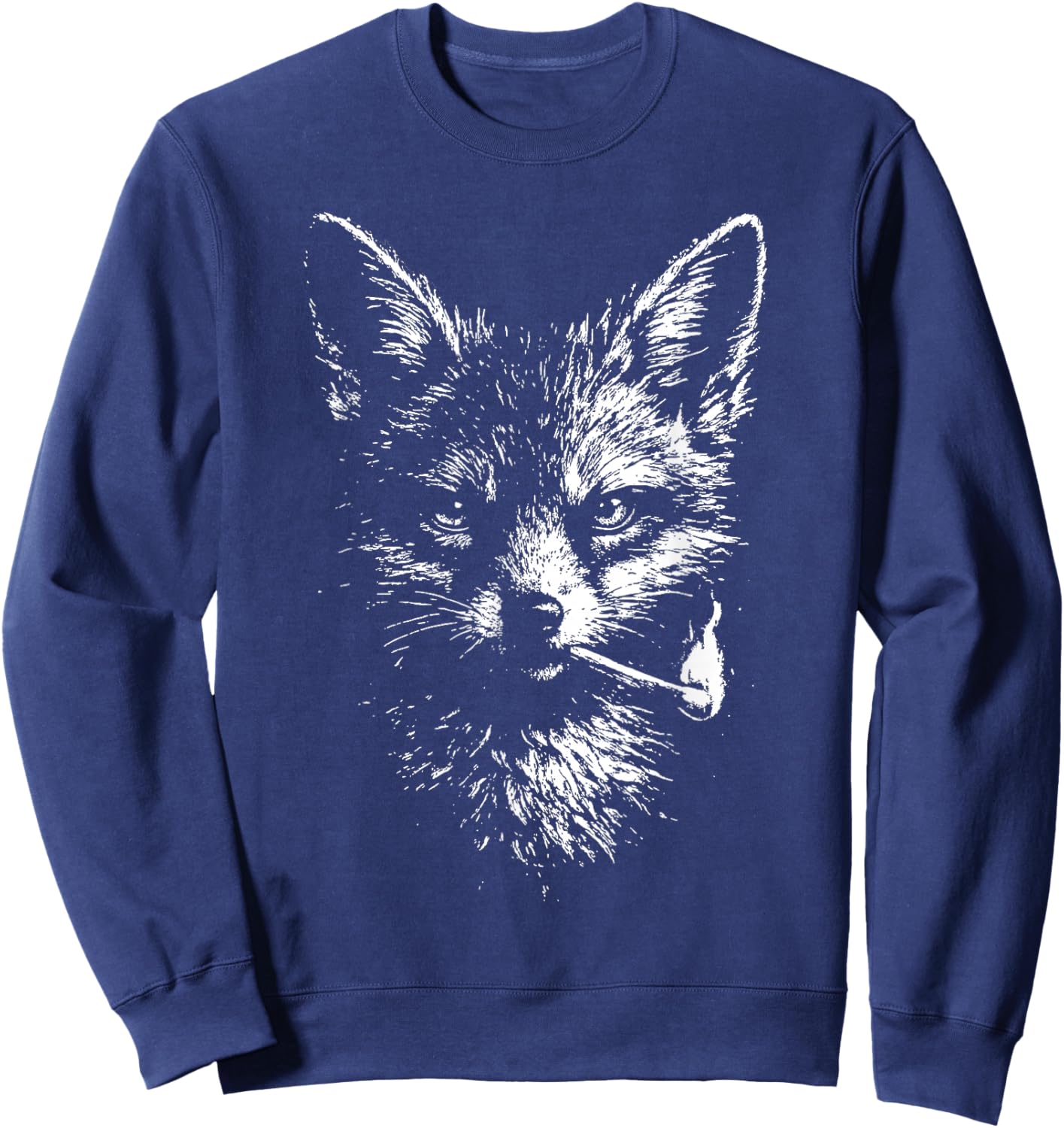 Fox Smoking Cigarette Funny Fox Smoking Cigarette Sweatshirt - Sweatshirt | Navy