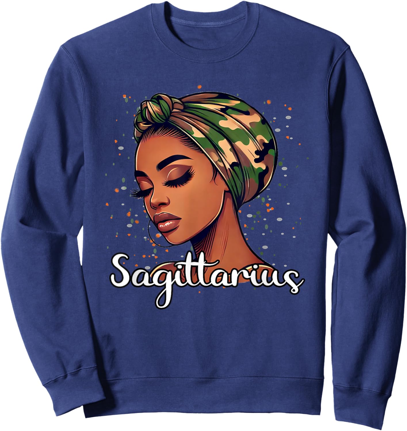 Sagittarius Camo Scarf Black Woman Birthday Sweatshirt - Sweatshirt | Navy