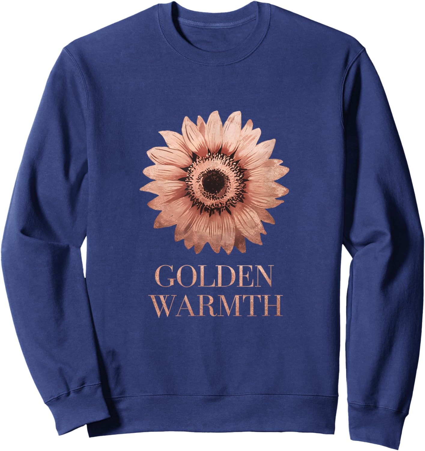 Watercolor Floral Golden Warmth Rose-Gold Sunflower Art Sweatshirt - Sweatshirt | Navy