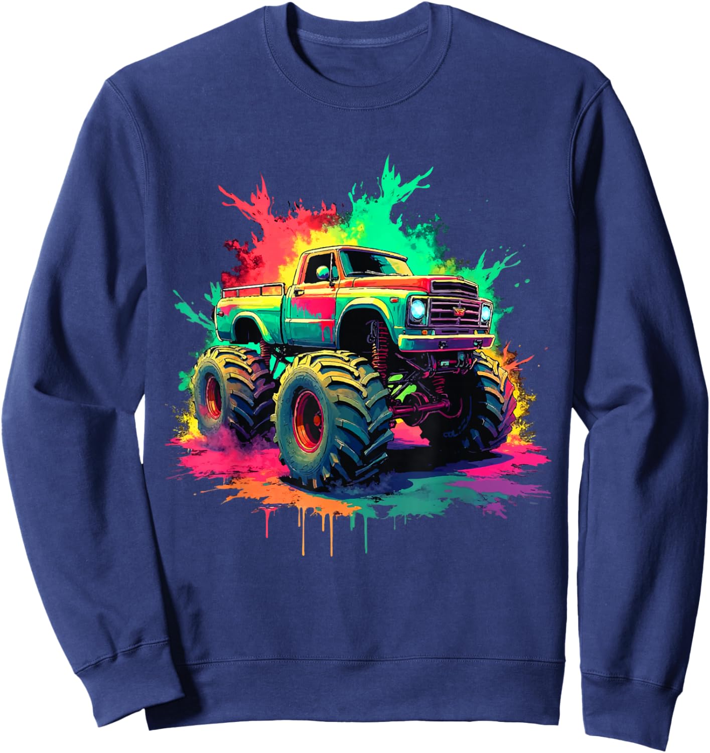 Monster Truck Children's Splash Monster Truck Boys Girls Car Sweatshirt - Sweatshirt | Navy