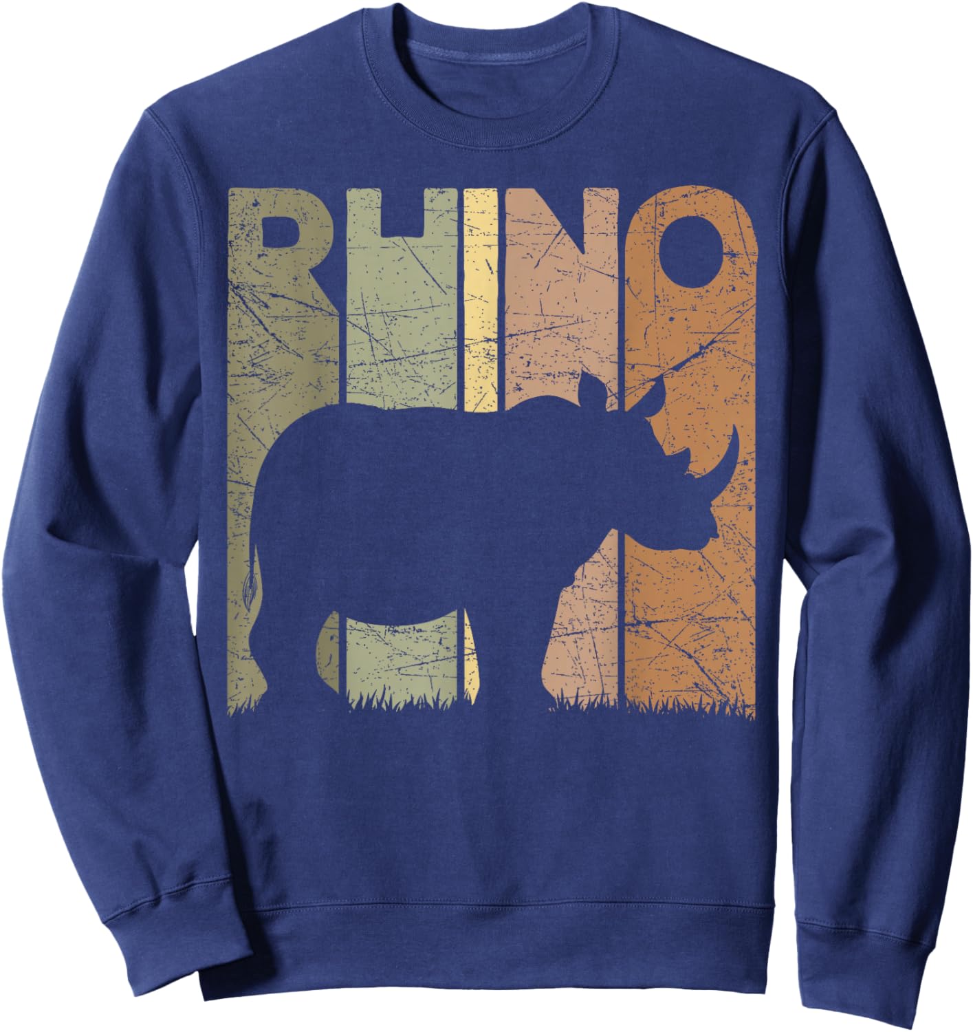Rhino Vintage Rhinoceros Zookeeper Retro Safari Sweatshirt - Sweatshirt | Navy
