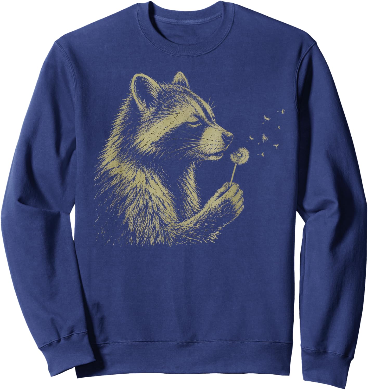 Funny Raccoon Blowing Dandelion Sweatshirt - Sweatshirt | Navy