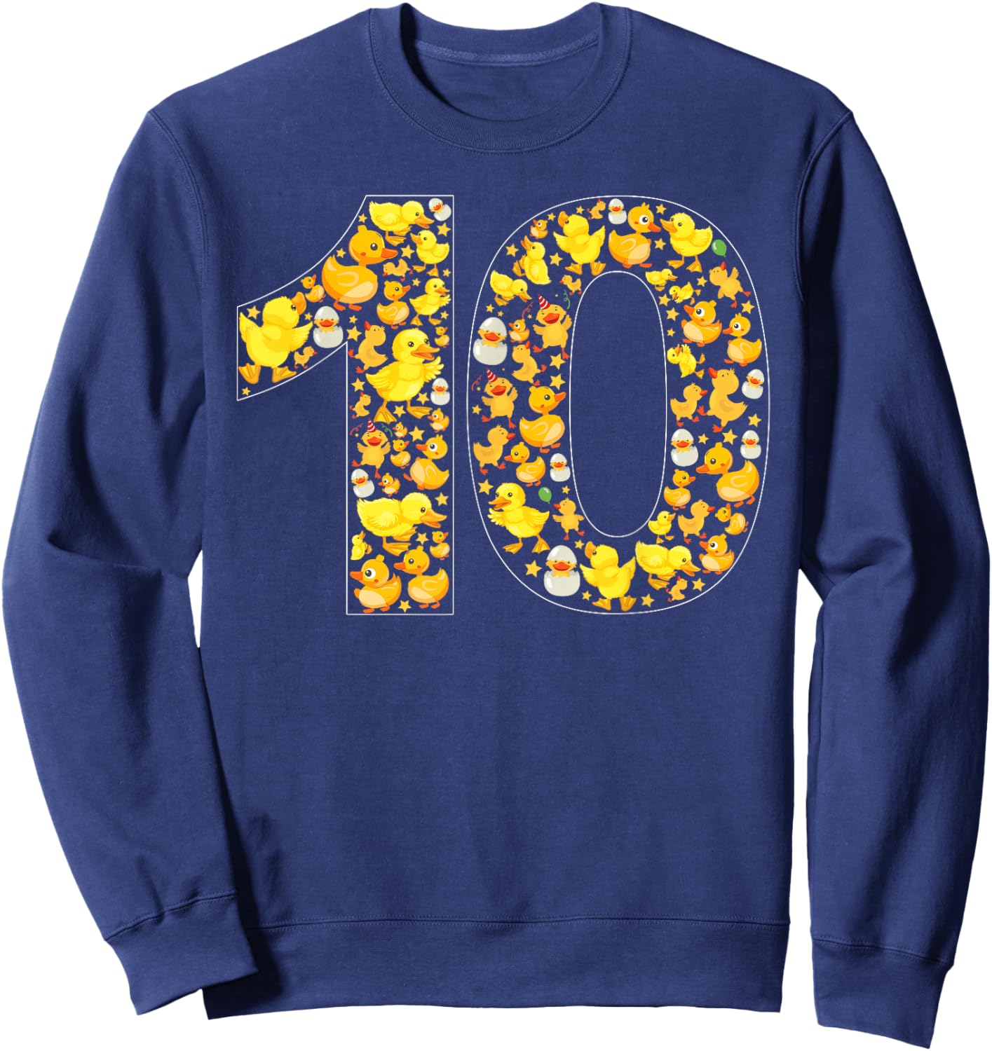10th Birthday Cute Duck Theme 10 Year Old Boy Girl Birthday Sweatshirt - Sweatshirt | Navy