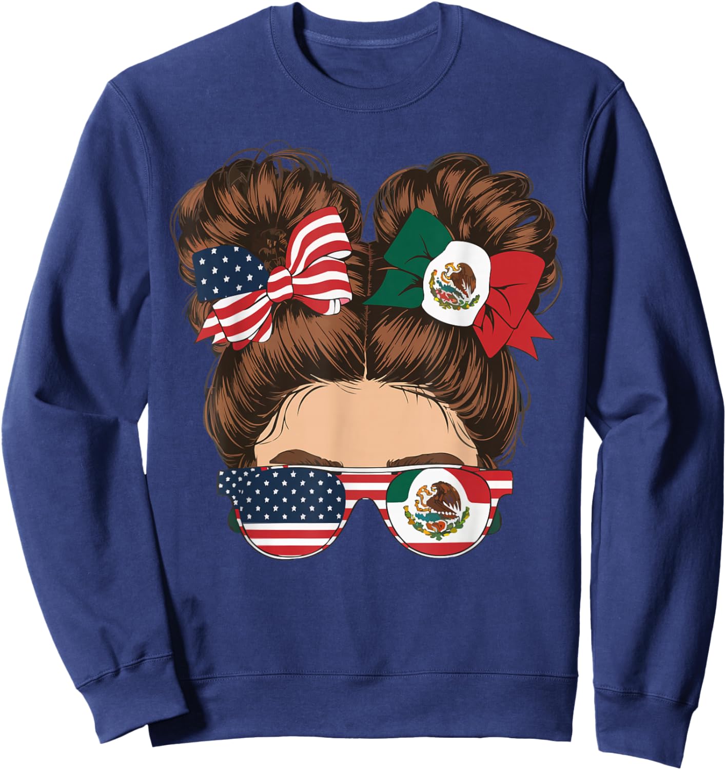 Half Mexican Half American USA Flag Mexico America Sweatshirt - Sweatshirt | Navy