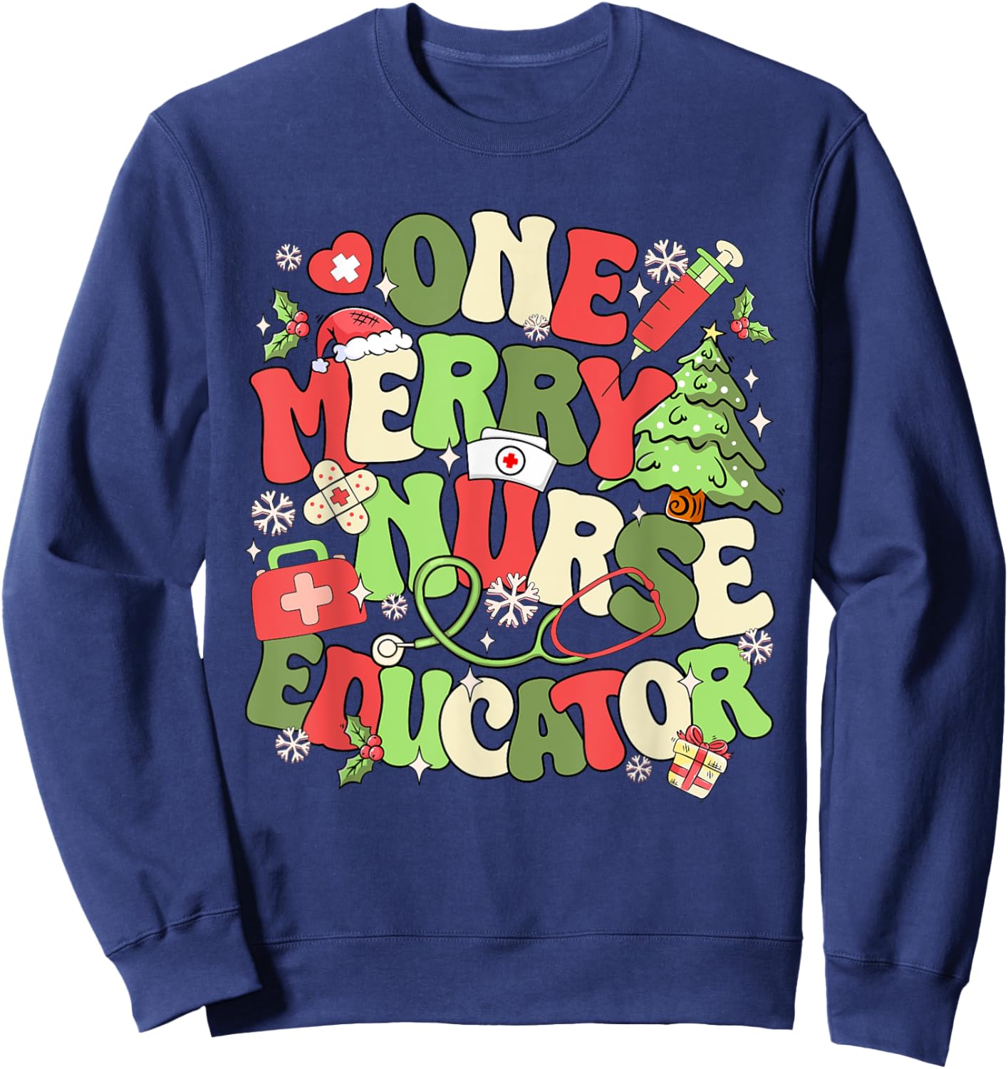 Nurse Educator Christmas Nursing School Sweatshirt - Sweatshirt | Navy