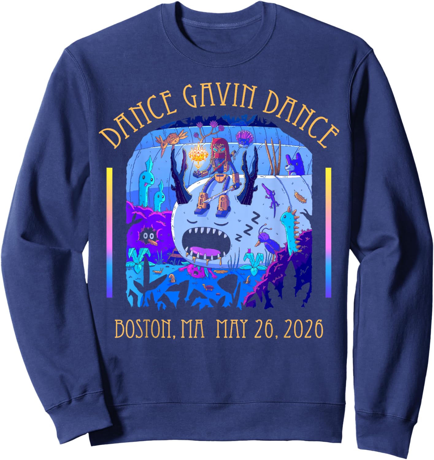 Dance Gavin Dance 2026 Tour Boston Sweatshirt - Sweatshirt | Navy