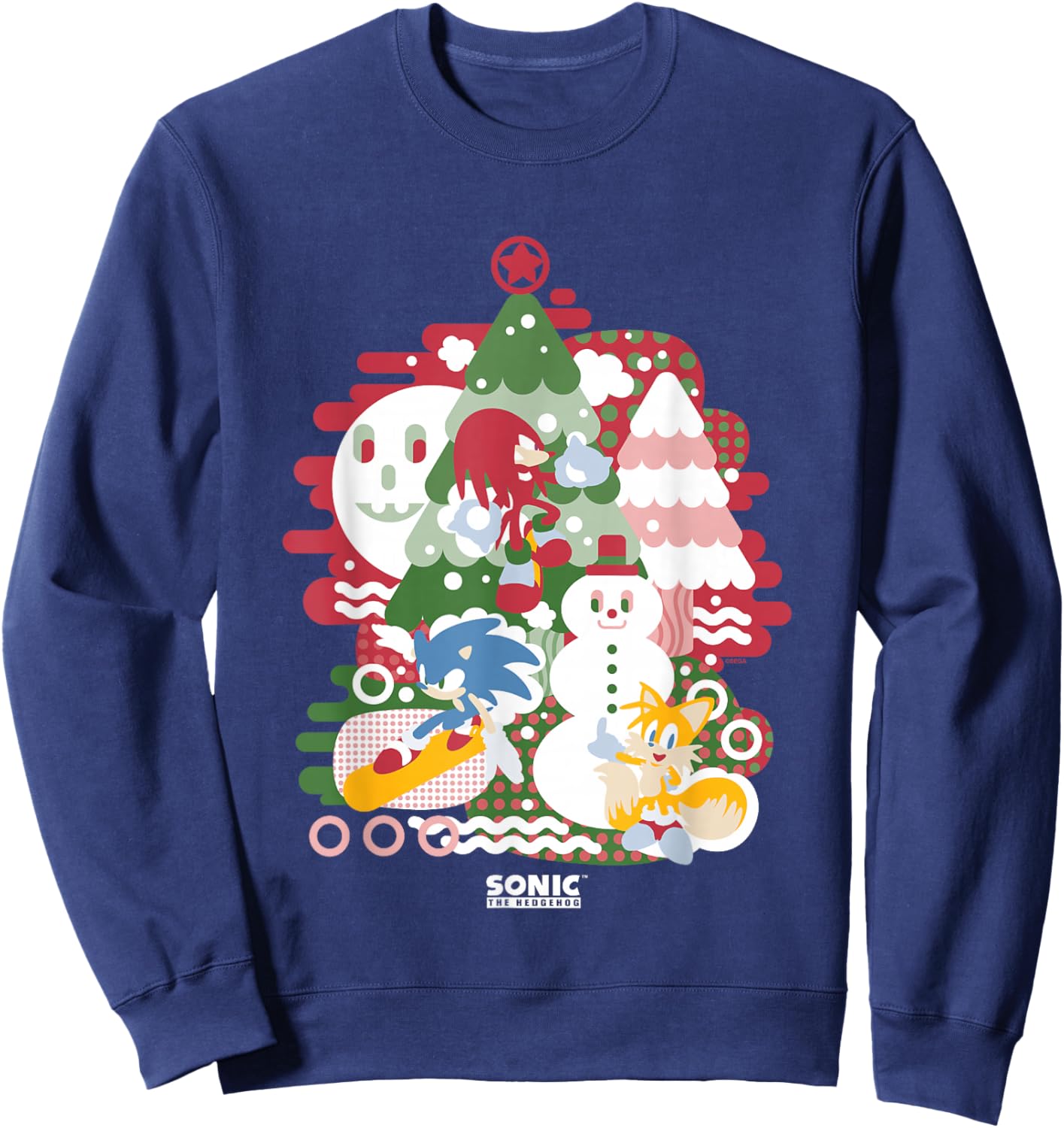 Sonic The Hedgehog Christmas Sonic & Friends Enjoying Winter Sweatshirt - Sweatshirt | Navy
