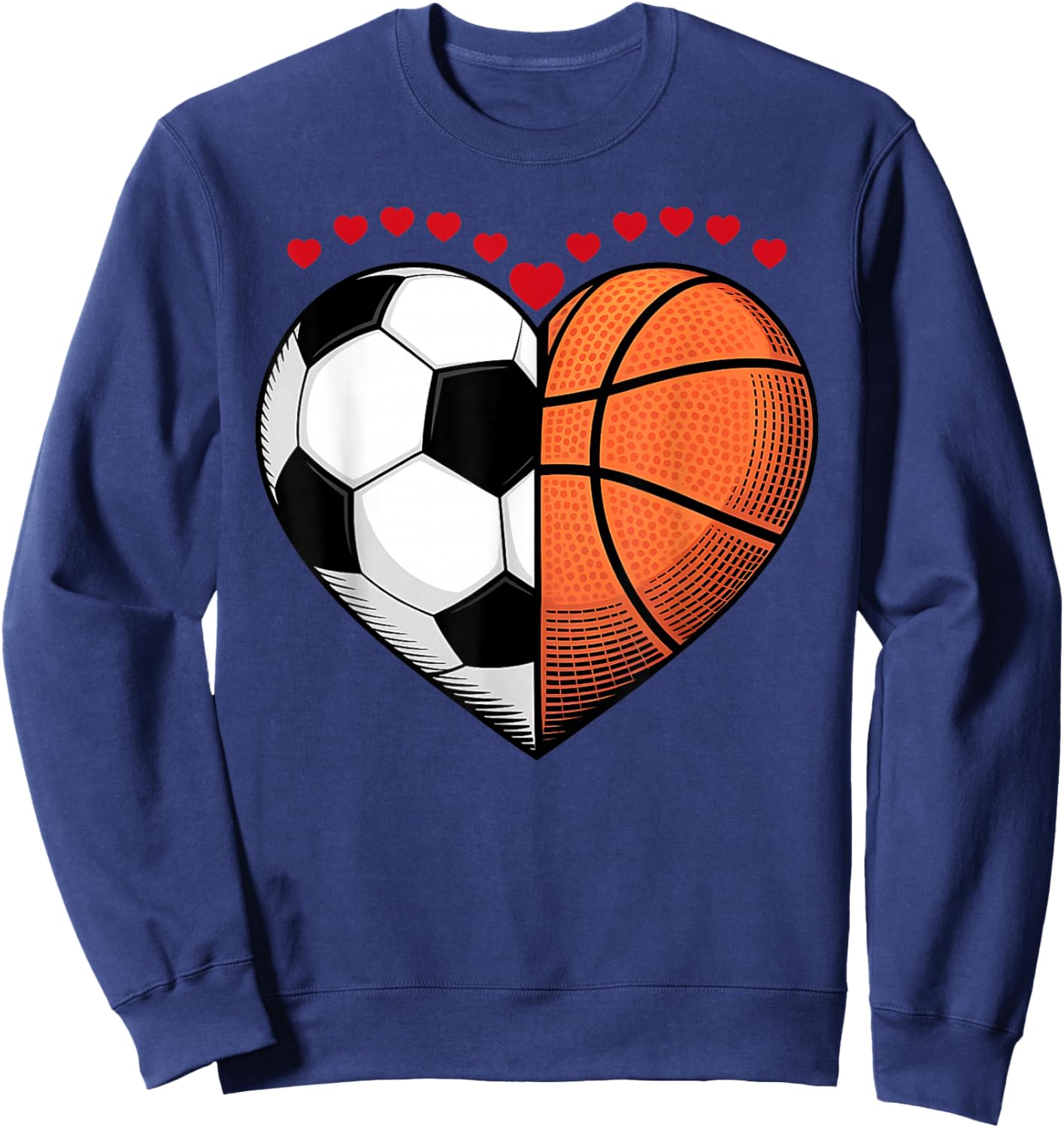 Heart Sports Soccer Basketball Design for Kids Boys Men Sweatshirt - Sweatshirt | Navy