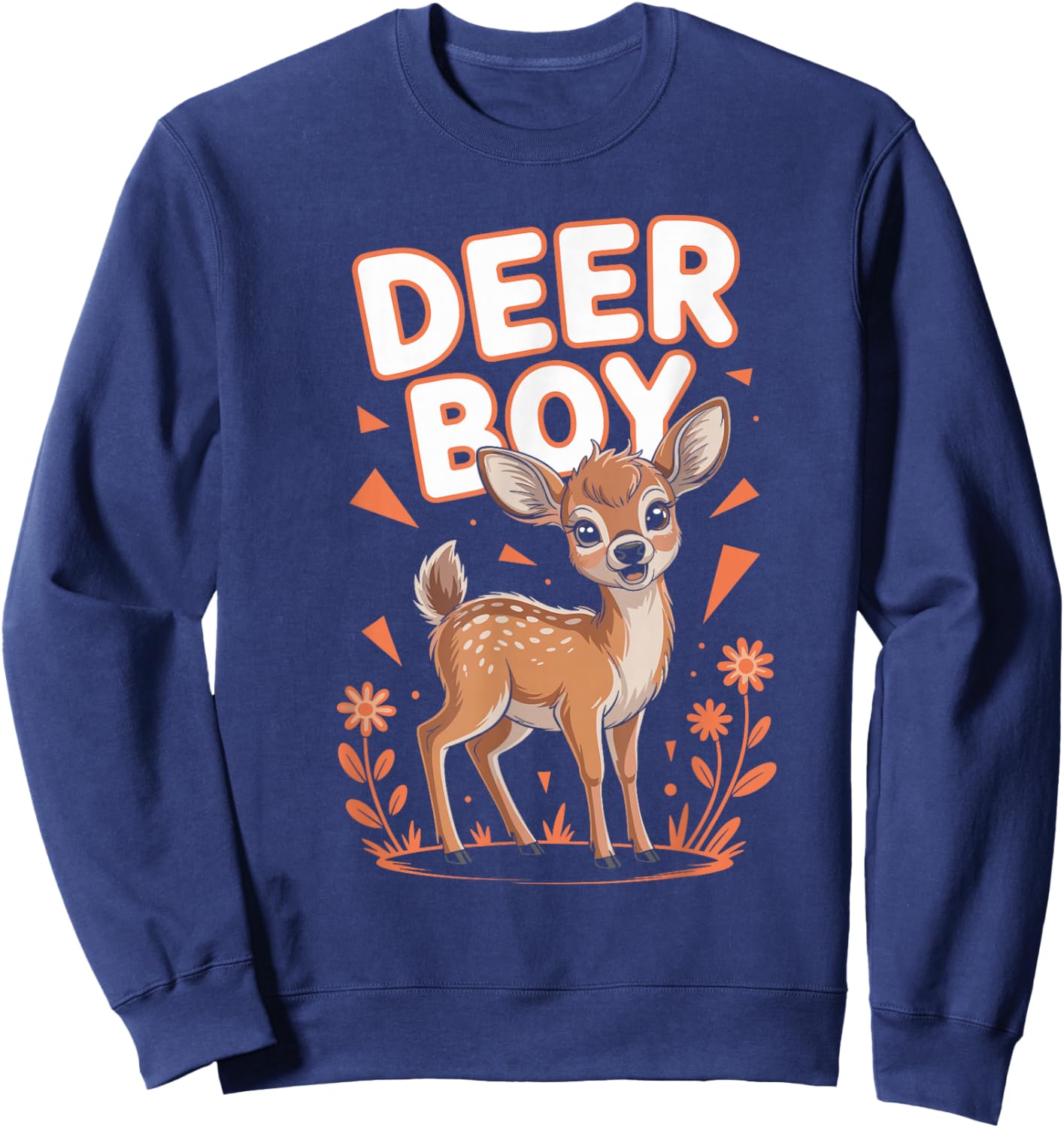 Deer Boy Cartoon Forest Animal Retro Funny Hunt Artwork Sweatshirt - Sweatshirt | Navy