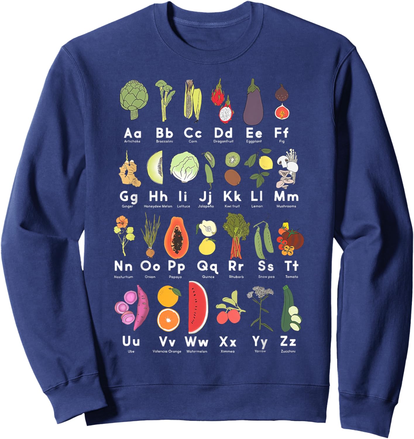 Vegetable Garden Alphabet Gardener Gardening Veggie Lover Sweatshirt - Sweatshirt | Navy