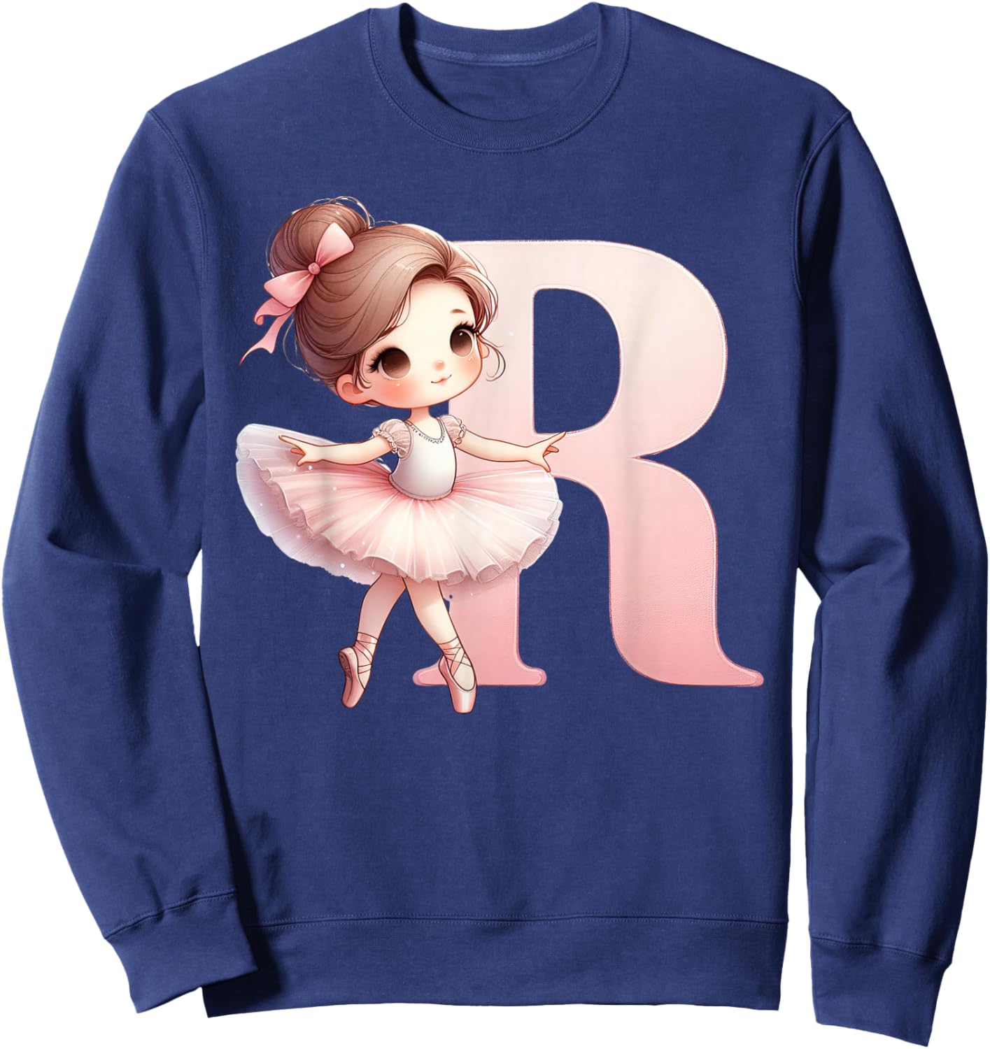 Ballerina Girl Dancing Name First Letter R Girly Tutu Ballet Sweatshirt - Sweatshirt | Navy