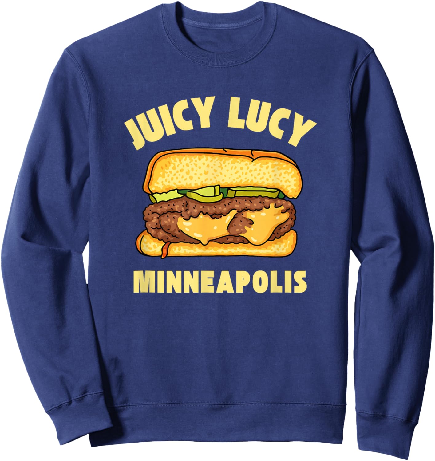 Juicy Lucy Cheeseburger Minneapolis Dive Bar Cheese Burger Sweatshirt - Sweatshirt | Navy