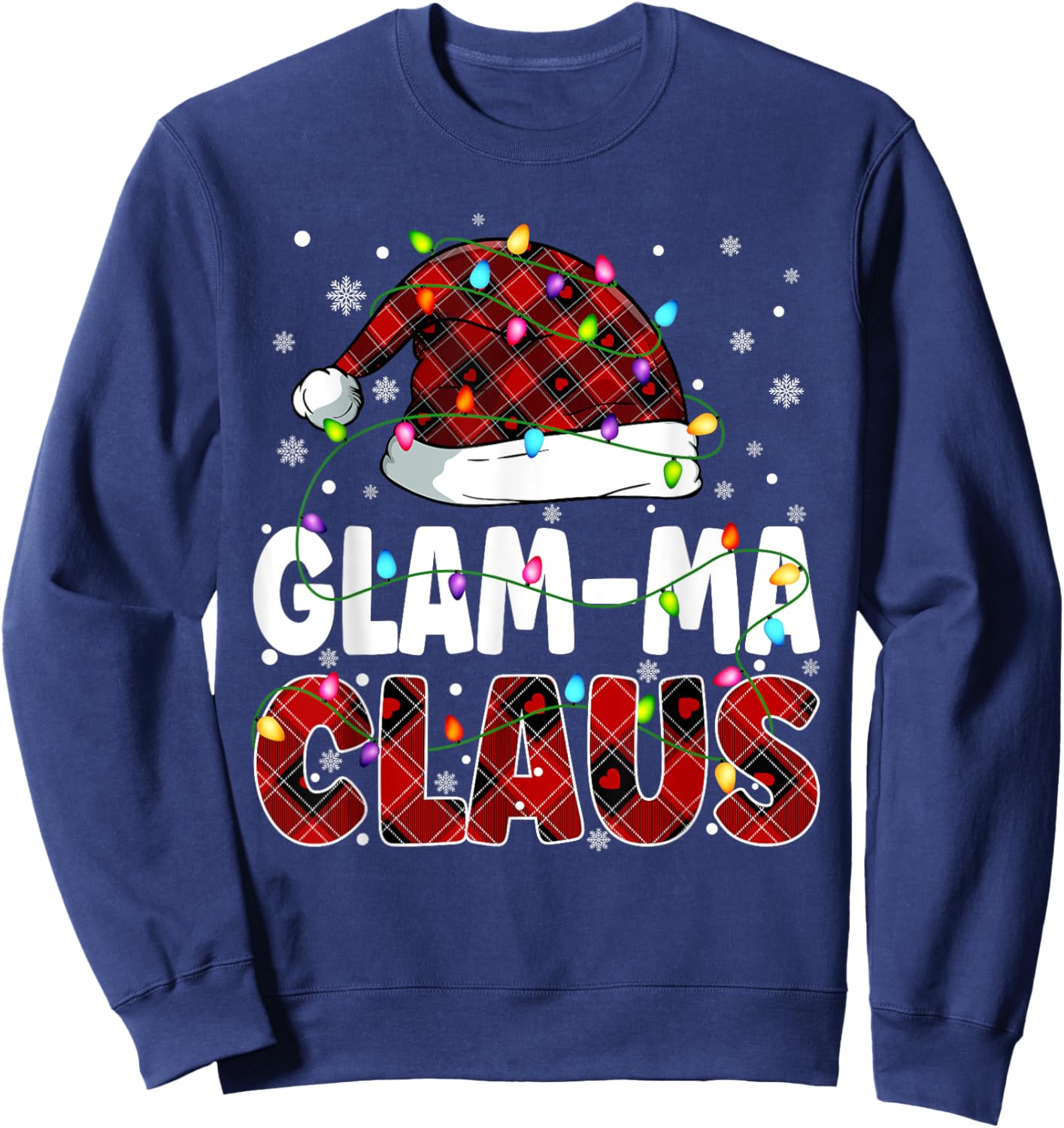 Glam ma Claus Merry Christmas Santa Hat Family Matching Sweatshirt - Sweatshirt | Navy