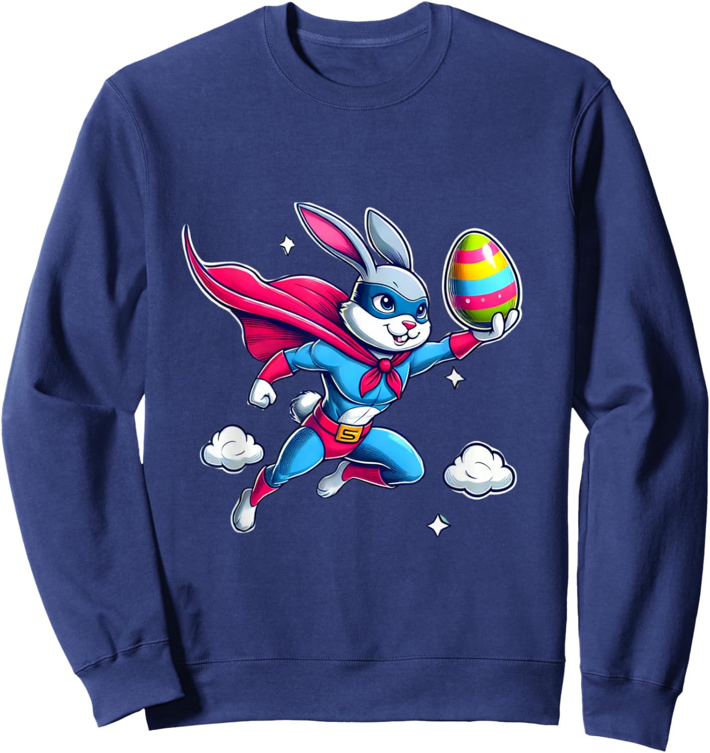 Superhero Bunny Easter Egg Hunt Cute Kids Sweatshirt - Sweatshirt | Navy