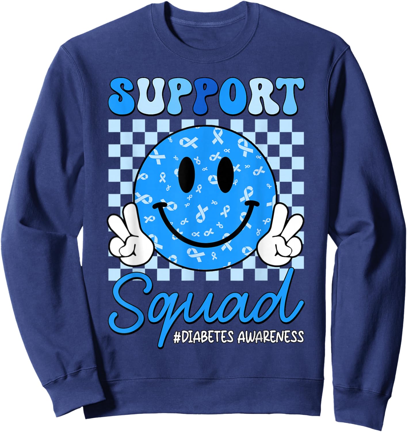 in November We Wear Blue Diabetes Awareness Support Squad Sweatshirt - Sweatshirt | Navy