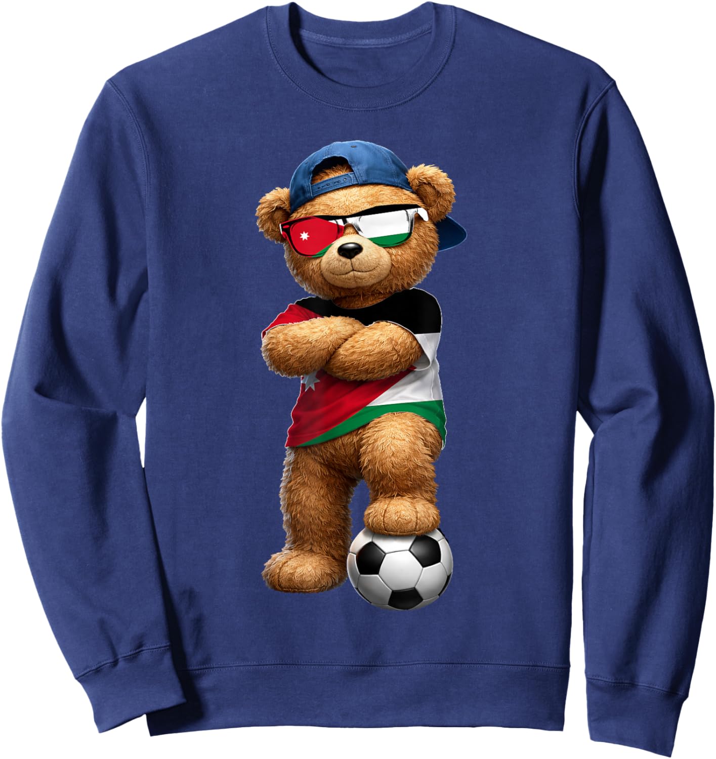 Jordanian Flag Teddy Player Sports Outfit for Jordan Sweatshirt - Sweatshirt | Navy