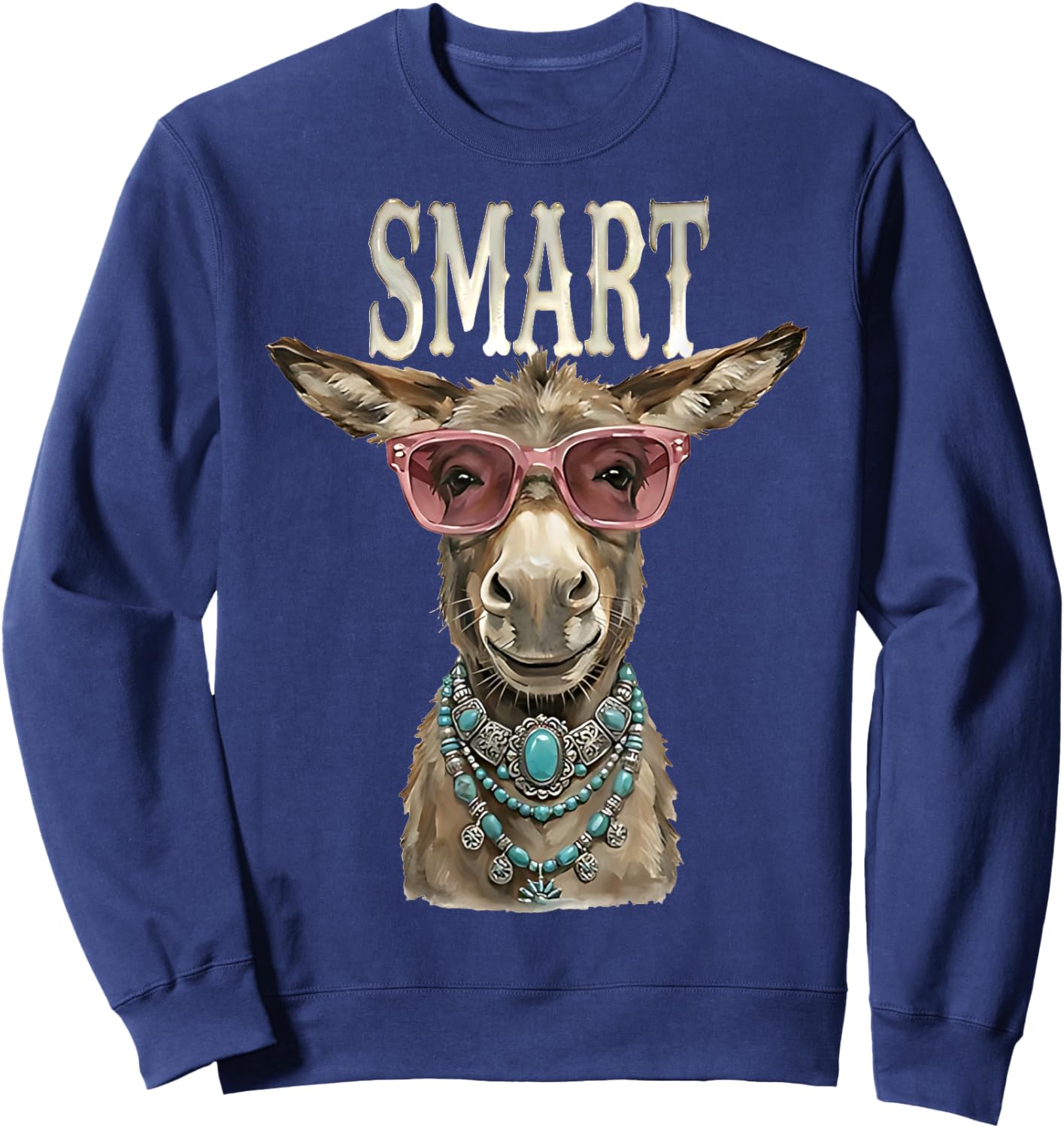 Smart Donkey with Glasses Funny Meme Smart Donkey Ass Sweatshirt - Sweatshirt | Navy