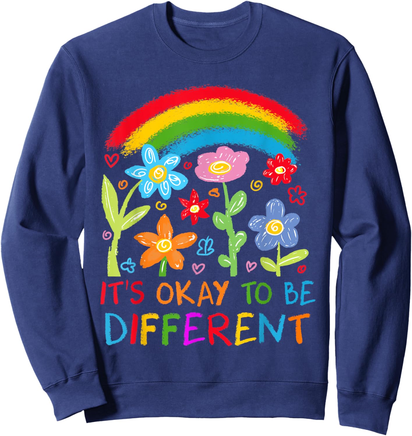 It's Okay To Be Different Rainbow Autism Awareness Sweatshirt - Sweatshirt | Navy