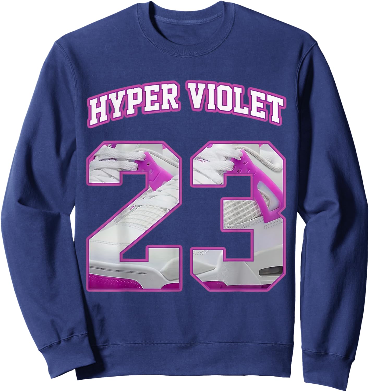 Number 23 Hyper Violet 4s Matching Women Sweatshirt - Sweatshirt | Navy