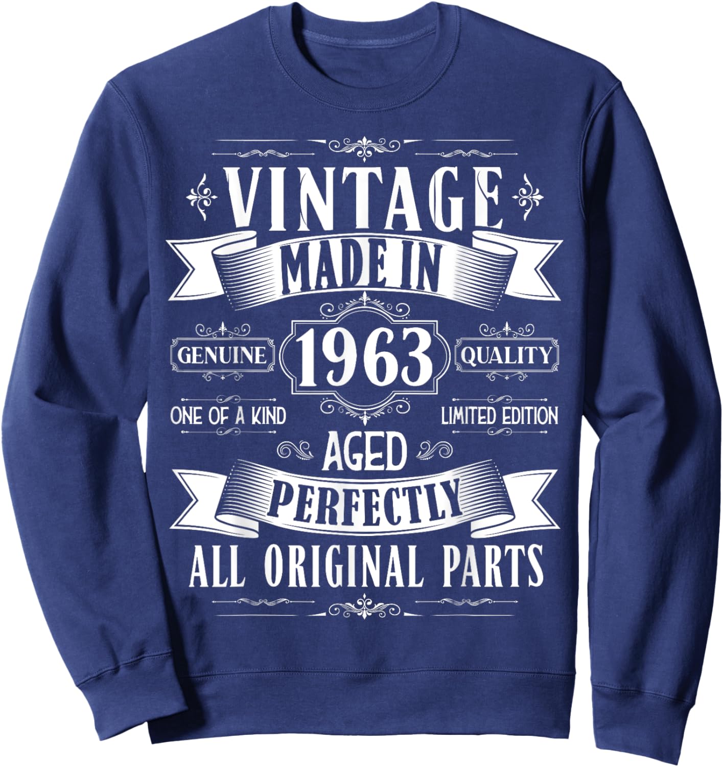 Vintage 62nd birthday men Born 1963 62 years old Bday Sweatshirt - Sweatshirt | Navy