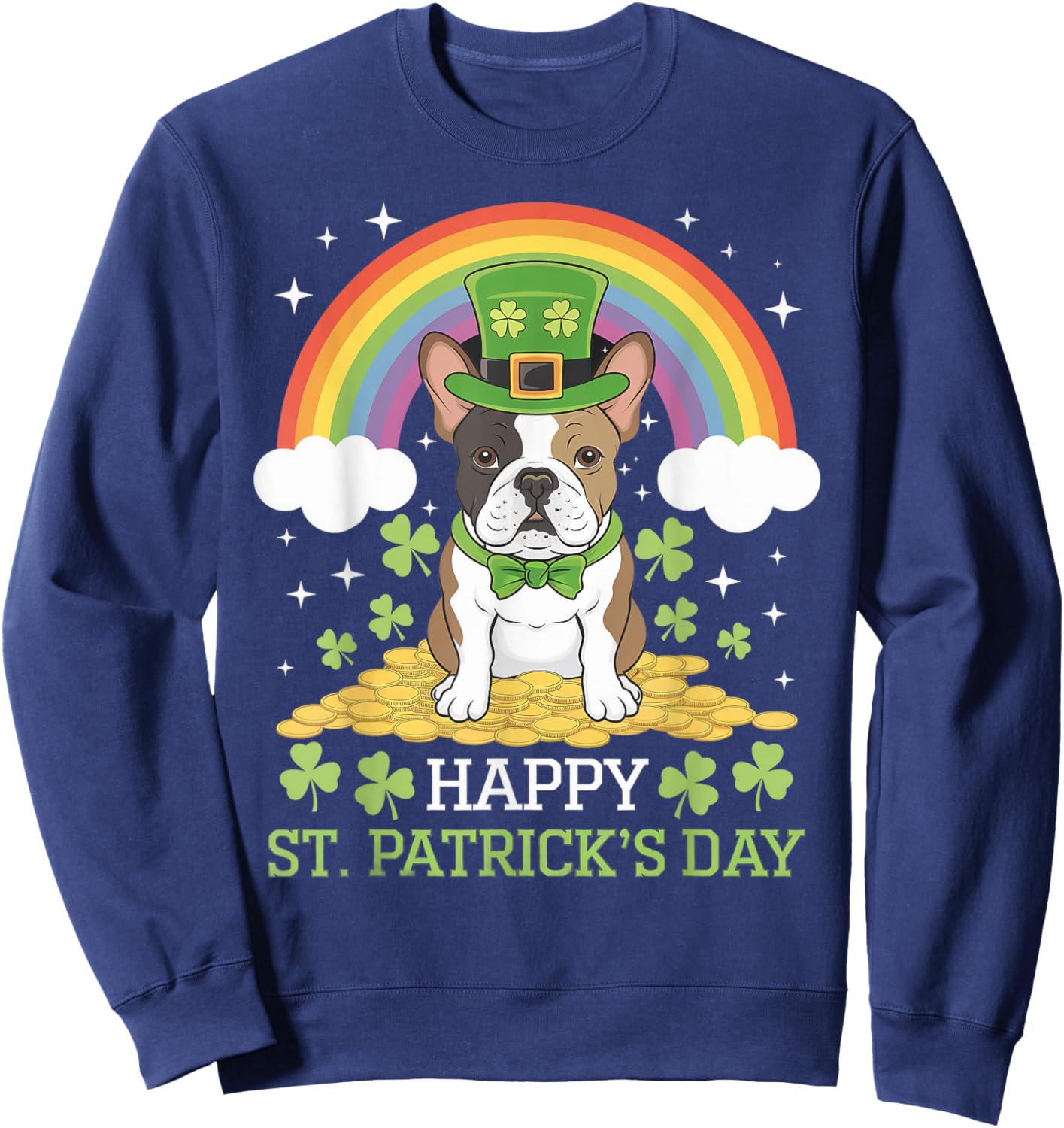 St. Patrick's Frenchie on French Bulldog Dog St Patricks Day Sweatshirt - Sweatshirt | Navy