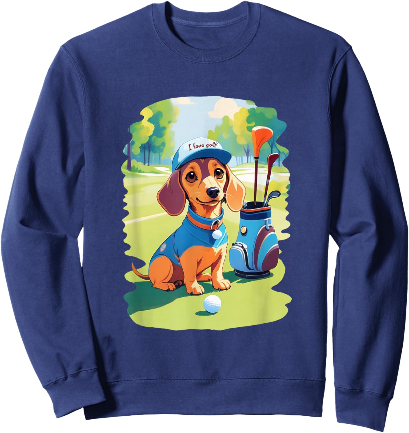 Golf Fans Dachshund Golfing Dog Owners Sweatshirt - Sweatshirt | Navy