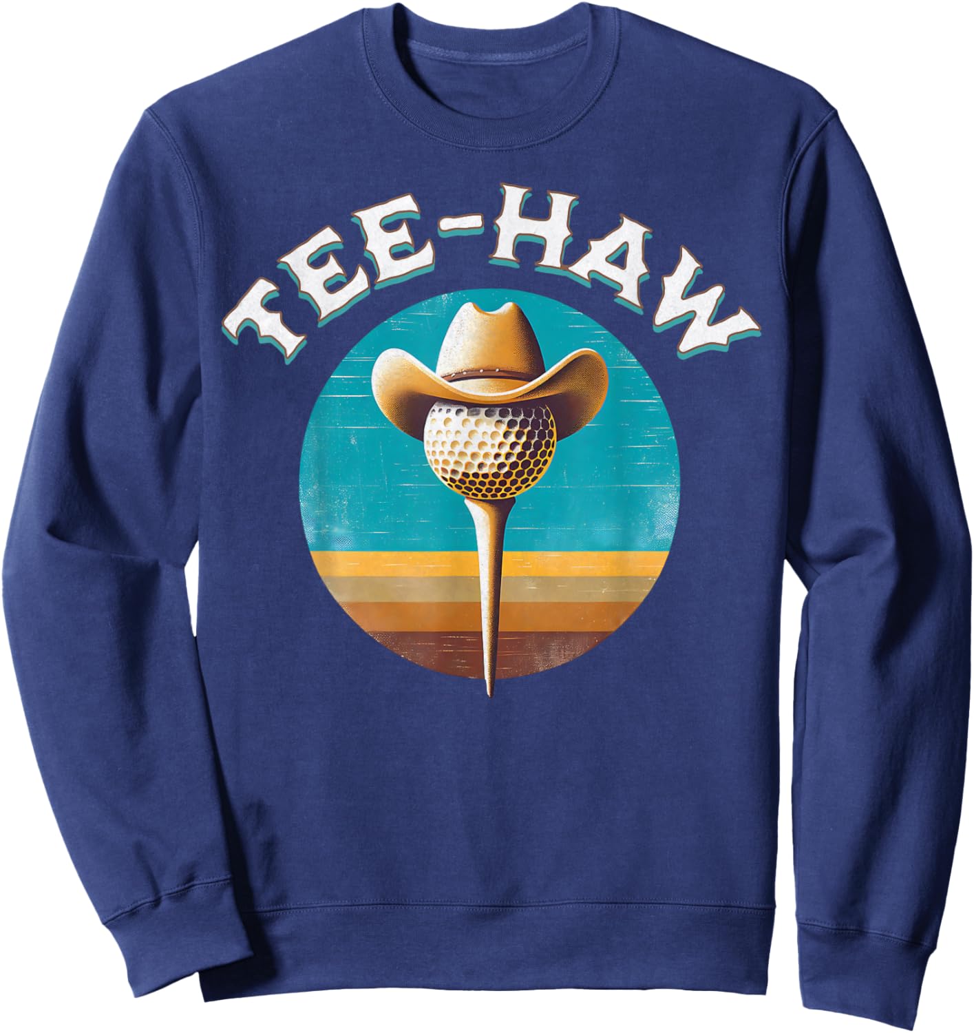 Western Haw Y'all Funny Golf Ball Cowboy Southern Retro Sweatshirt - Sweatshirt | Navy