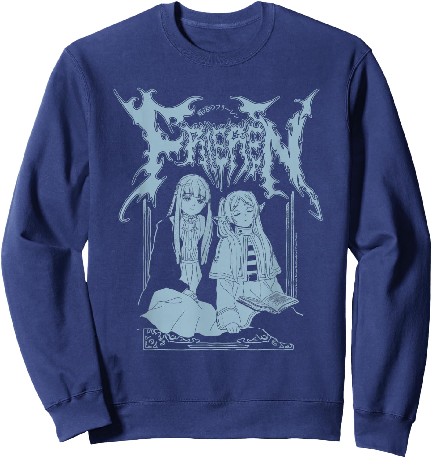 Frieren Heavy Metal Logo Frieren and Fern Fantasy Anime Sweatshirt - Sweatshirt | Navy