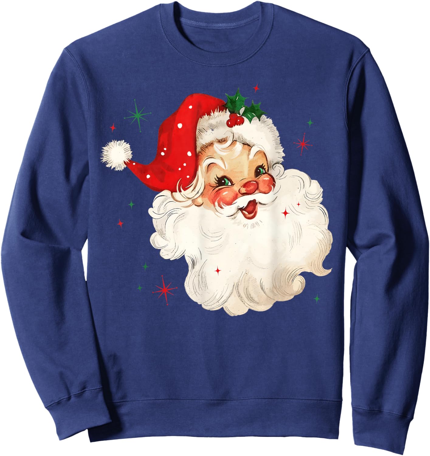 Retro Vintage Santa Claus Merry Christmas Holiday Season Sweatshirt - Sweatshirt | Navy