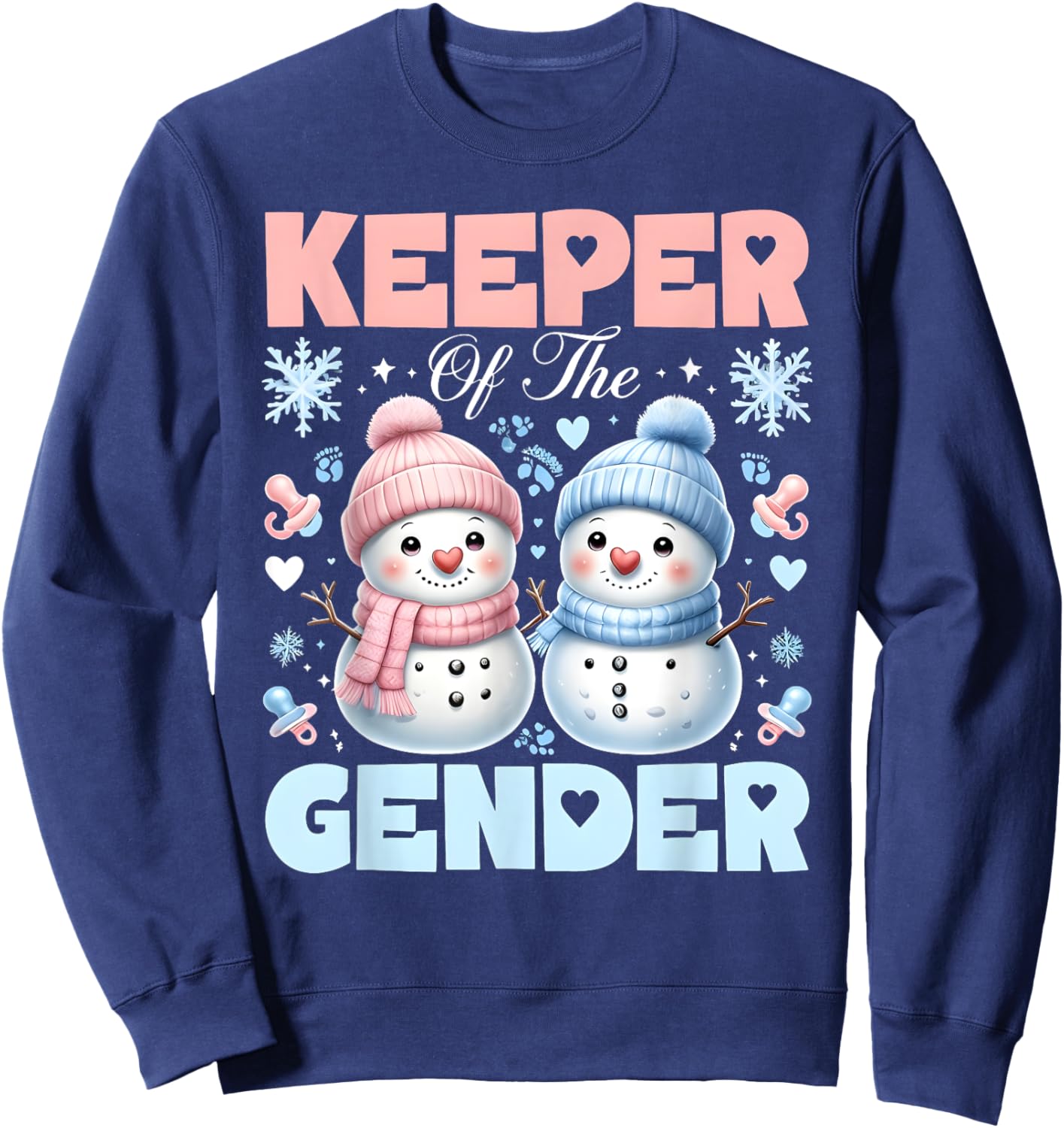 Keeper Of The Gender Reveal Baby Shower Snowman Christmas Sweatshirt - Sweatshirt | Navy