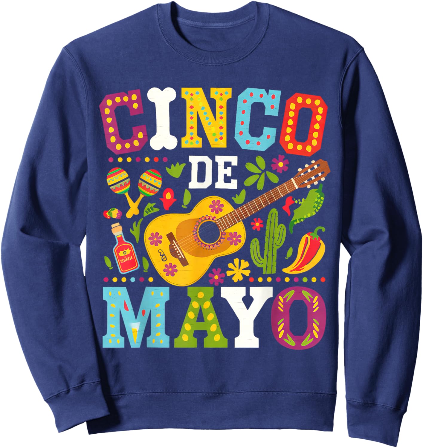Cinco De Mayo Mexican Taco Funny 5 De Mayo Lets Fiesta Party Sweatshirt - Sweatshirt | Navy