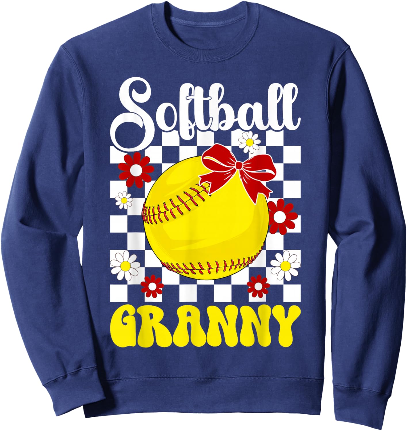 Softball Granny Groovy Granny Of A Softball Player Granny Sweatshirt - Sweatshirt | Navy