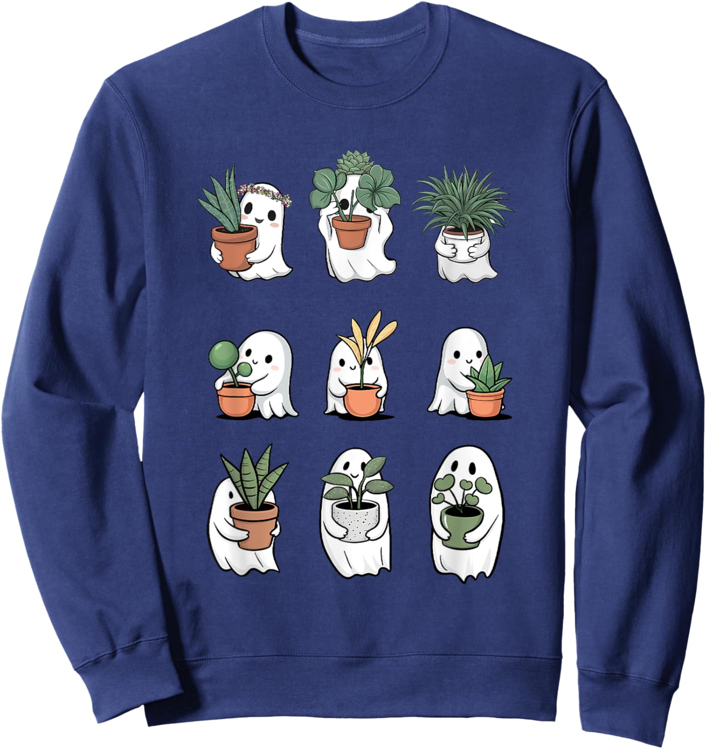 Ghost Plant Lady Halloween Ghostly Gardening Lovers Plant Sweatshirt - Sweatshirt | Navy