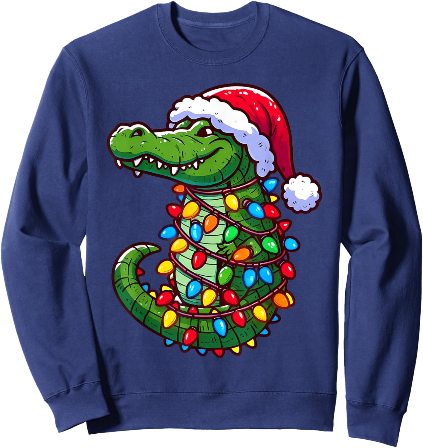 Funny Alligator Santa Hat Christmas Pajama Toddler Boys Kids Sweatshirt - Sweatshirt | Navy