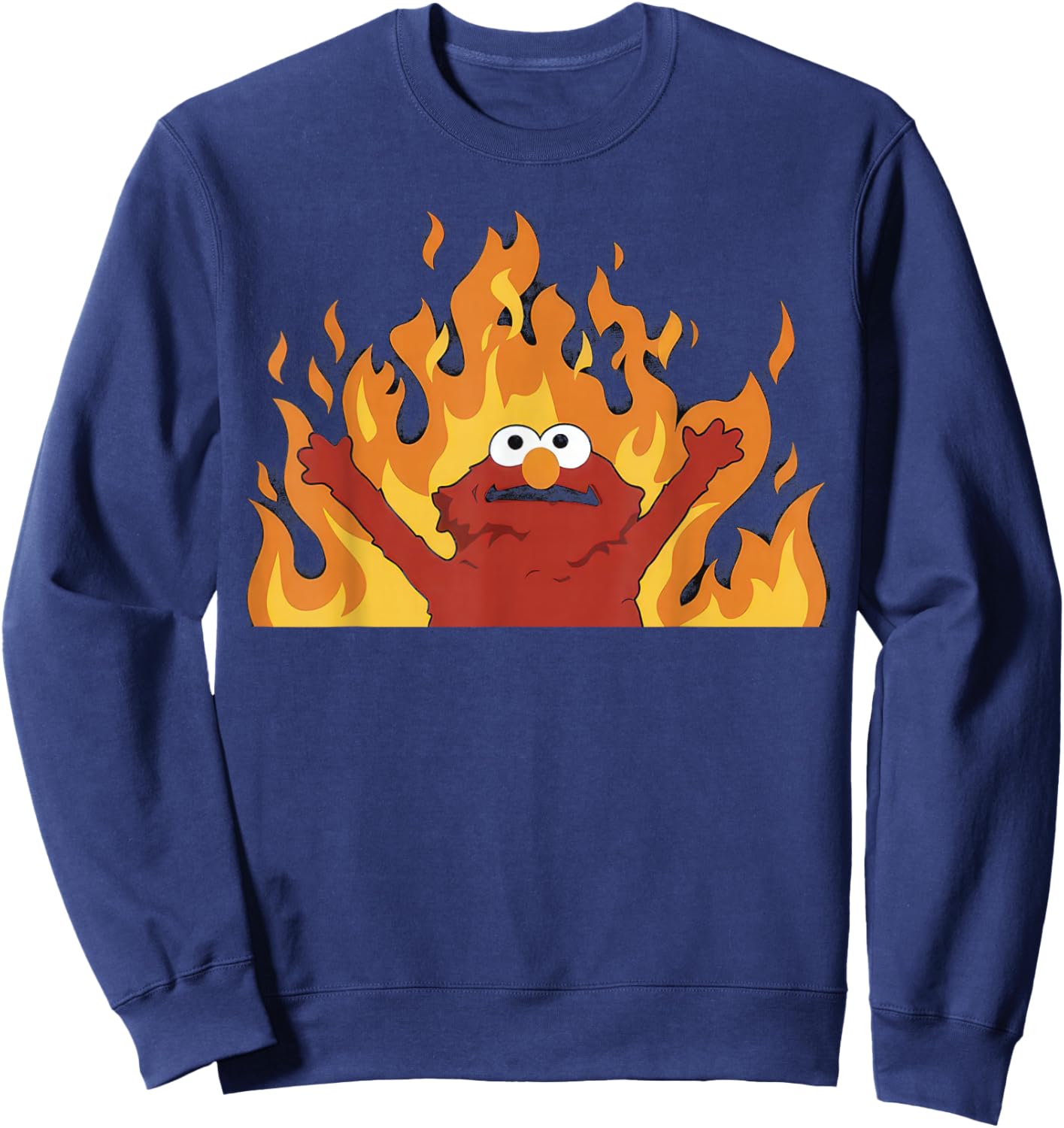 Hellmo Meme Everything is Fine, I'm Fine, Burning Fire Sweatshirt - Sweatshirt | Navy