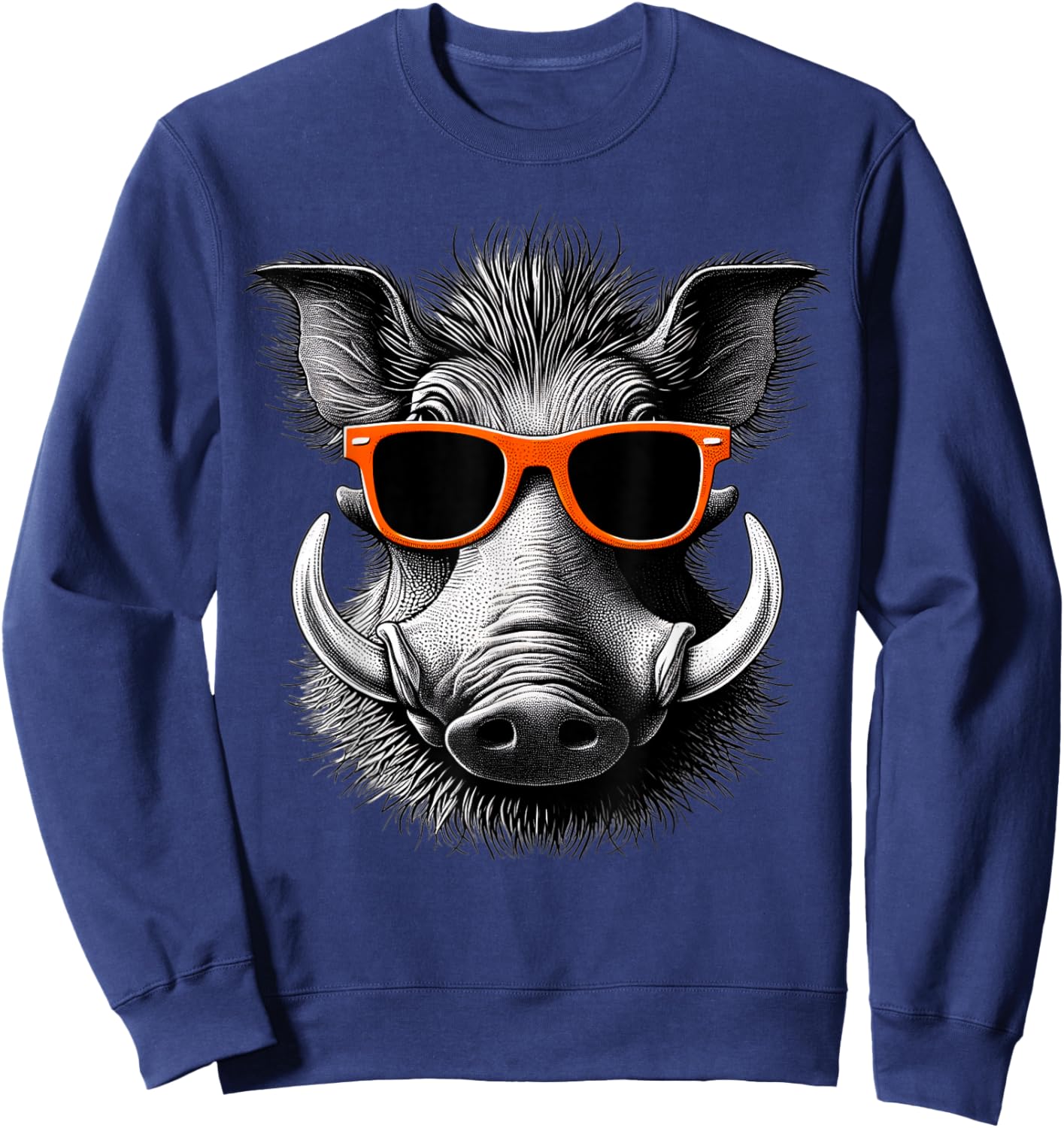 Cool Warthog Wearing Sunglasses Graphic Art Sweatshirt - Sweatshirt | Navy