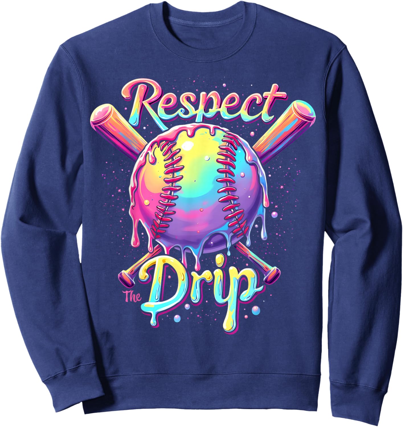 Baseball Drip Boys Ice Cream Drip Youth Respect The Drip Sweatshirt - Sweatshirt | Navy