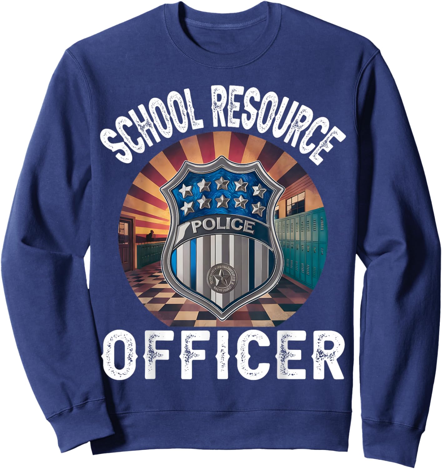 School Resource Officer Retro Badge SRO Police Men Women Sweatshirt - Sweatshirt | Navy