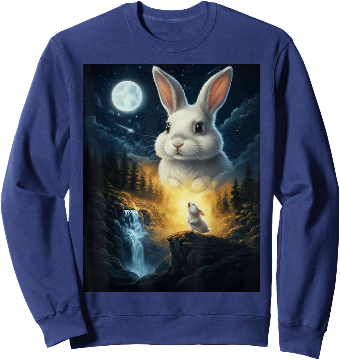 Rabbit Howling to The Moon Vintage Funny Rabbit Sweatshirt - Sweatshirt | Navy