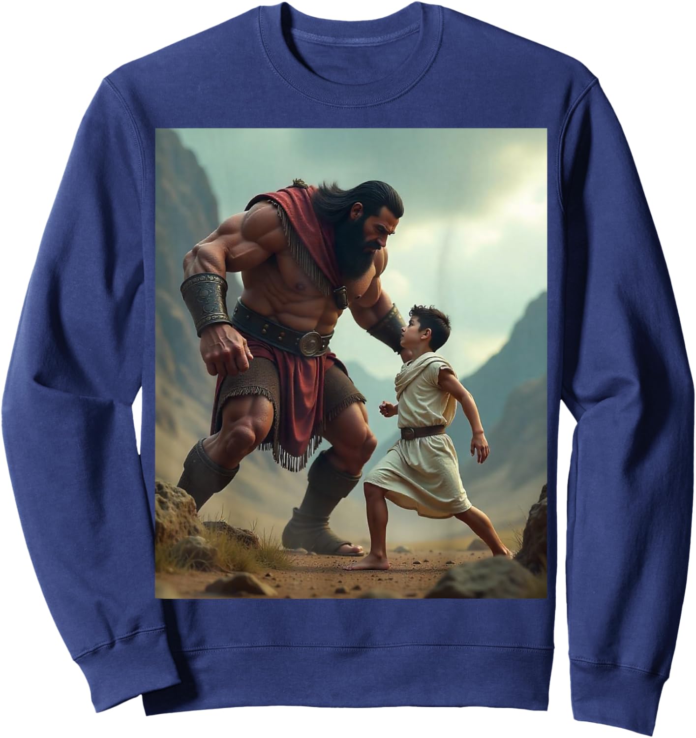 David and Goliath Bible Book of Samuel King David Sweatshirt - Sweatshirt | Navy