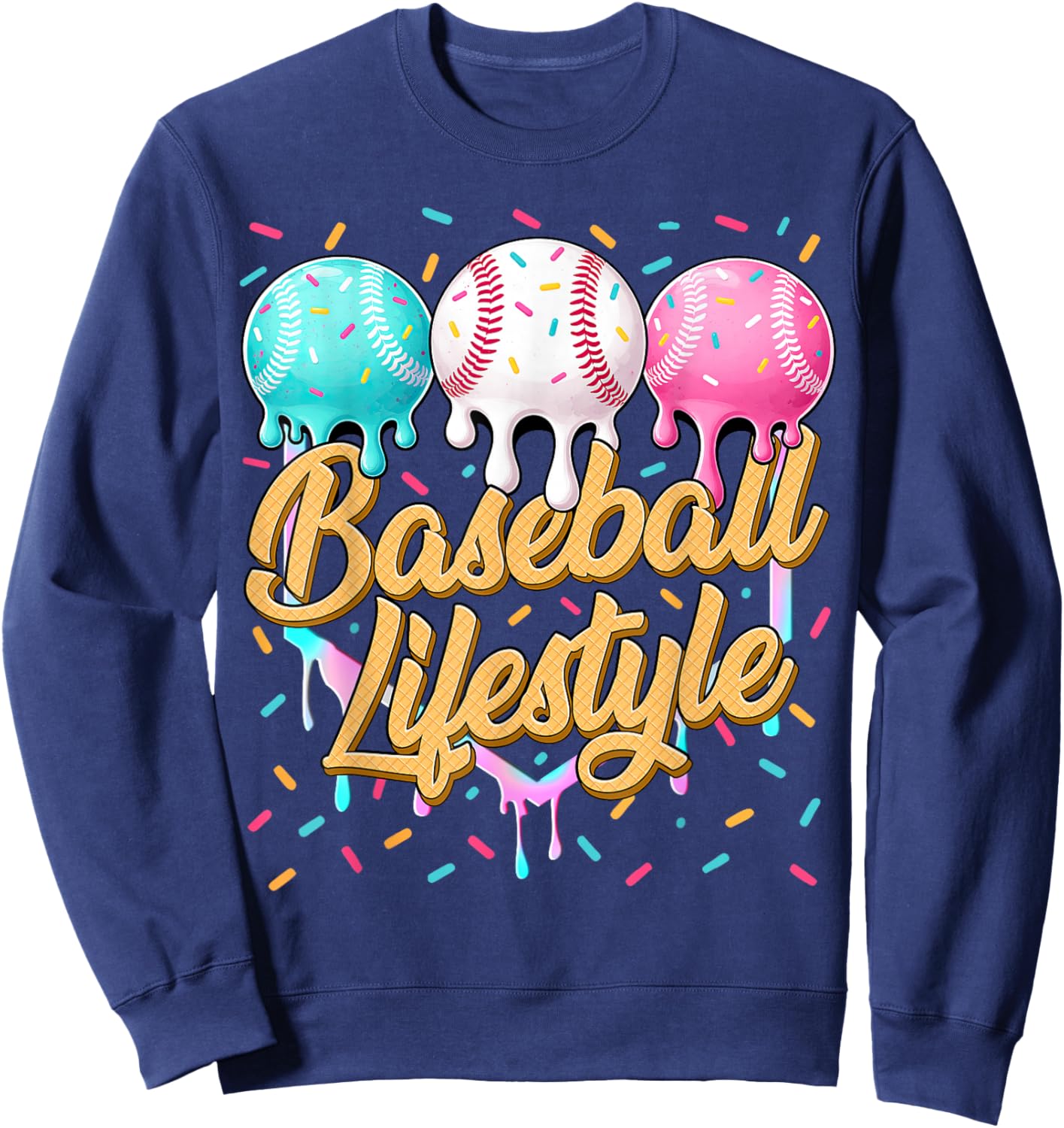 Baseball Life Style Drip Baseball Shirts Youth Boys Kids Sweatshirt - Sweatshirt | Navy