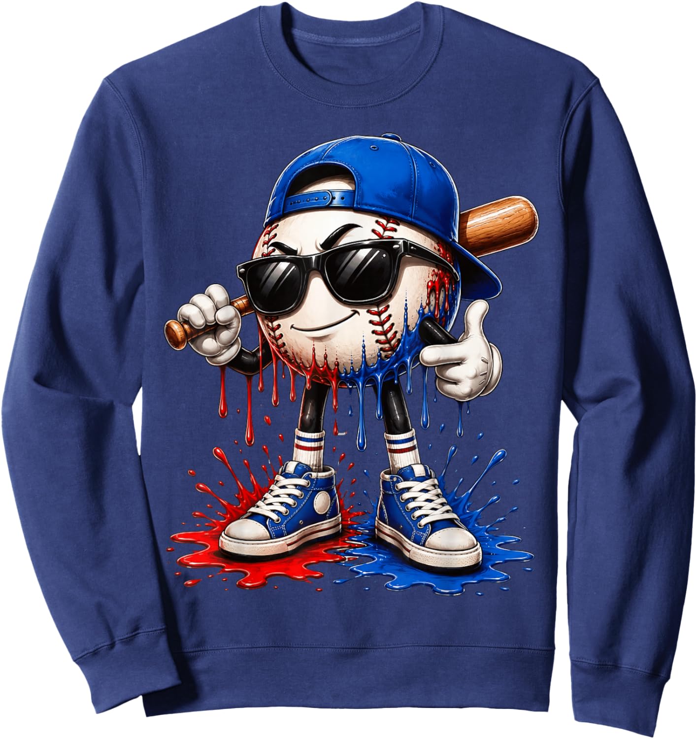 Baseball DripTee Ice Cream Drip Baseball Sport Lover Sweatshirt - Sweatshirt | Navy