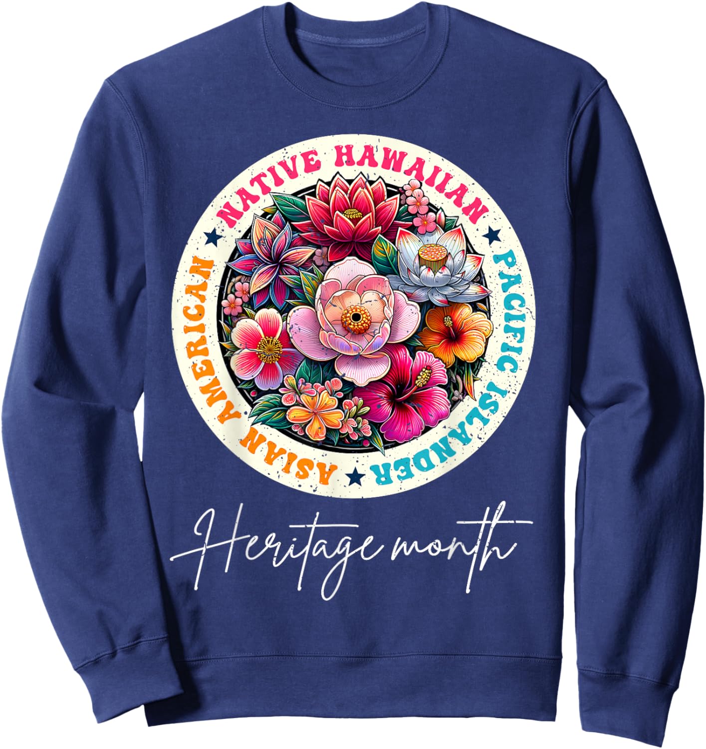 AAPI Asian American Pacific Islander Month Heritage Vintage Sweatshirt - Sweatshirt | Navy